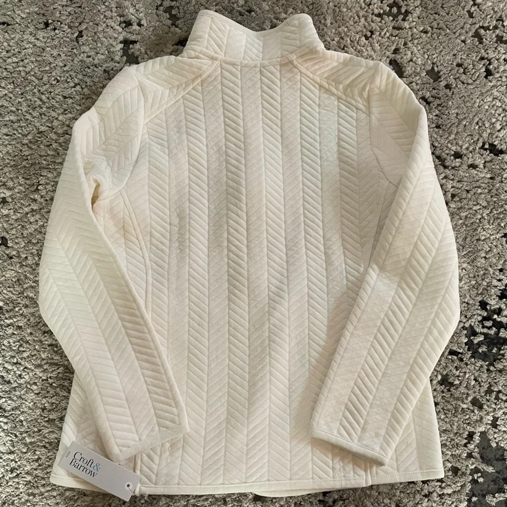 NWT Womens Petite Croft & Barrow Cream Zip Up - Picture 2 of 5